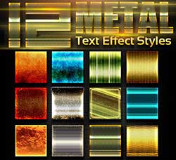 PS图层样式－12个金属文本效果：12 Metal Photoshop Text Effect Styles Vol 3